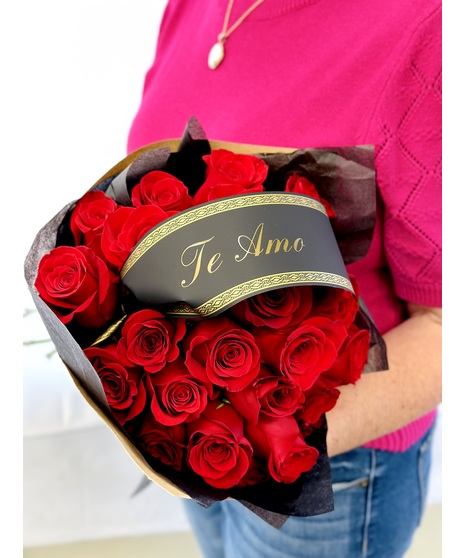 24 Red Roses with Custom Banner