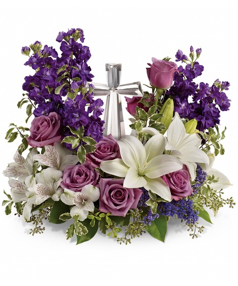 Peace and Blessings Sympathy Cross Funeral Flowers in Sunrise, FL -  FLORIST24HRS.COM