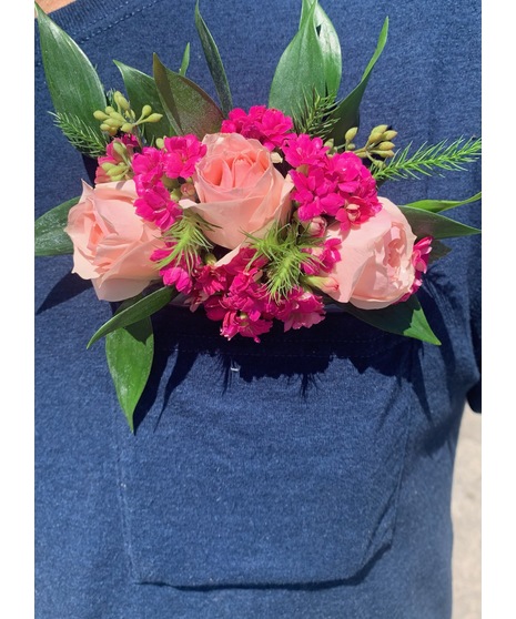 Pink Pocket Square Boutonniere