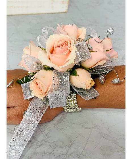 Pink Spray Rose Wristlet