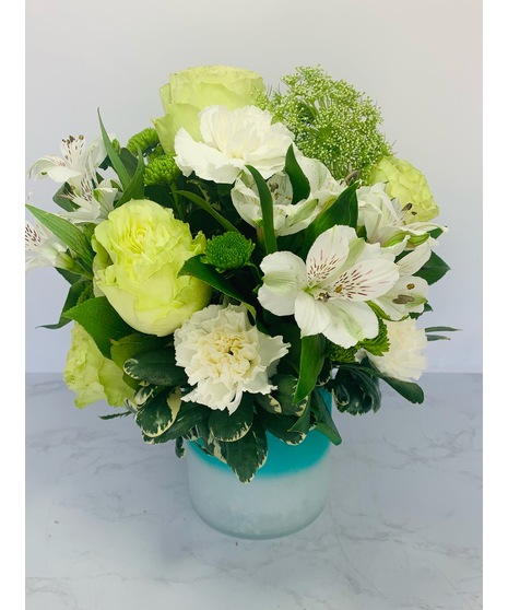 White and Green Fresh Floral Vase