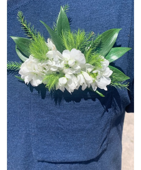 White Pocket Square Boutonniere