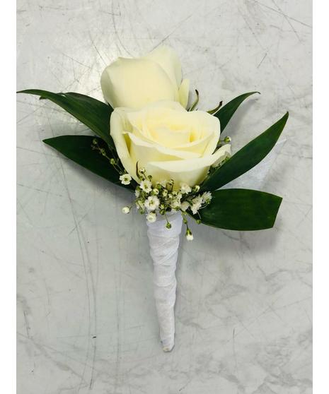 White Spray Rose Boutonniere